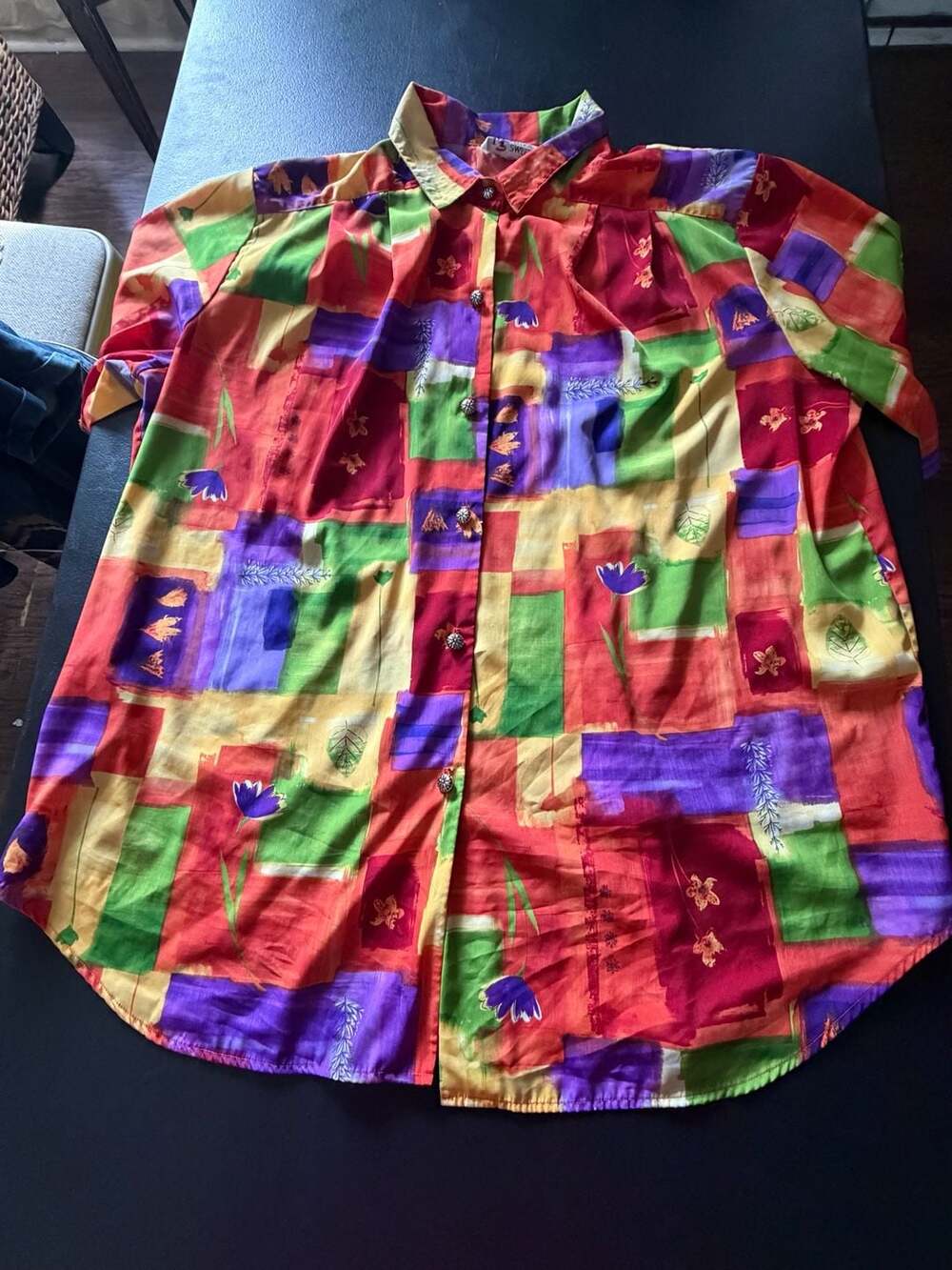 Maggie Sweet Vintage 90s Bright Colorful Abstract Floral Shirt